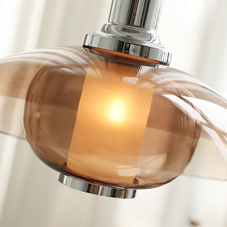 Zeitgenössische nordische bernsteinfarbene Glasscheibe aus Eisen mit 1 Licht für Wohnzimmer 