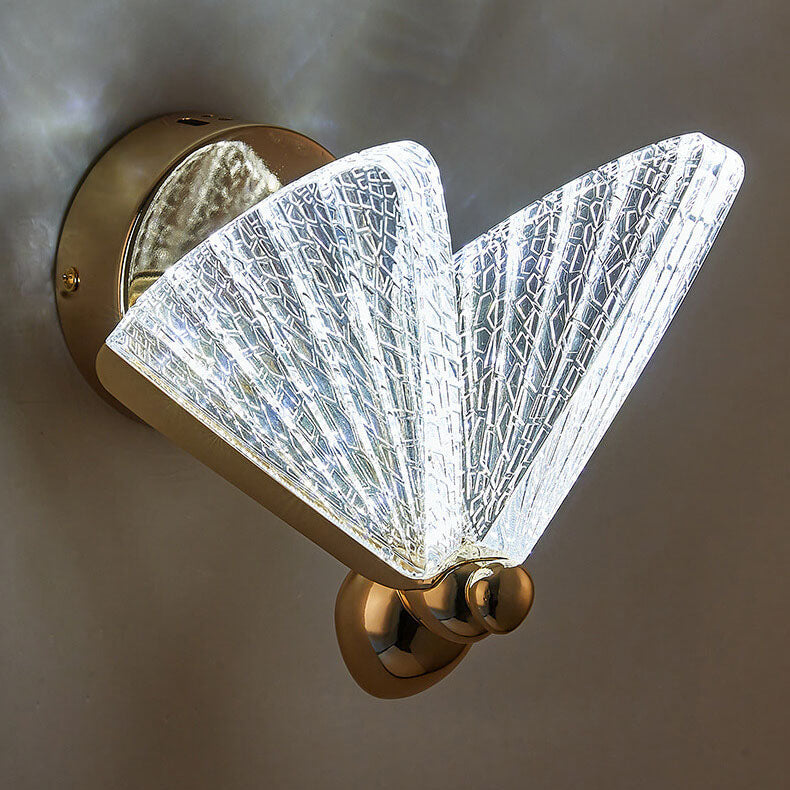 Contemporary Creative Zinc Alloy Acrylic Butterfly LED Wall Sconce Lamp For Bedroom