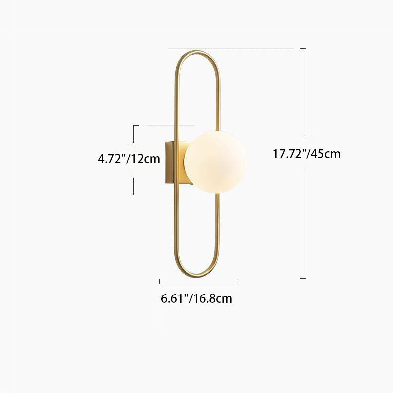 Lámpara de pared de 1 luz con bolas de cobre contemporáneas nórdicas para sala de estar 