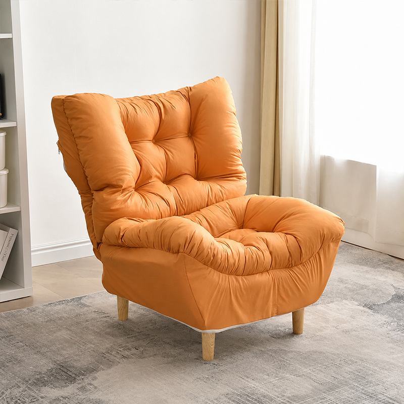 Sillón auxiliar rectangular moderno y minimalista de tela sherpa de tejido sintético, con estructura de acero y madera, respaldo y reposapiés, para sala de estar 