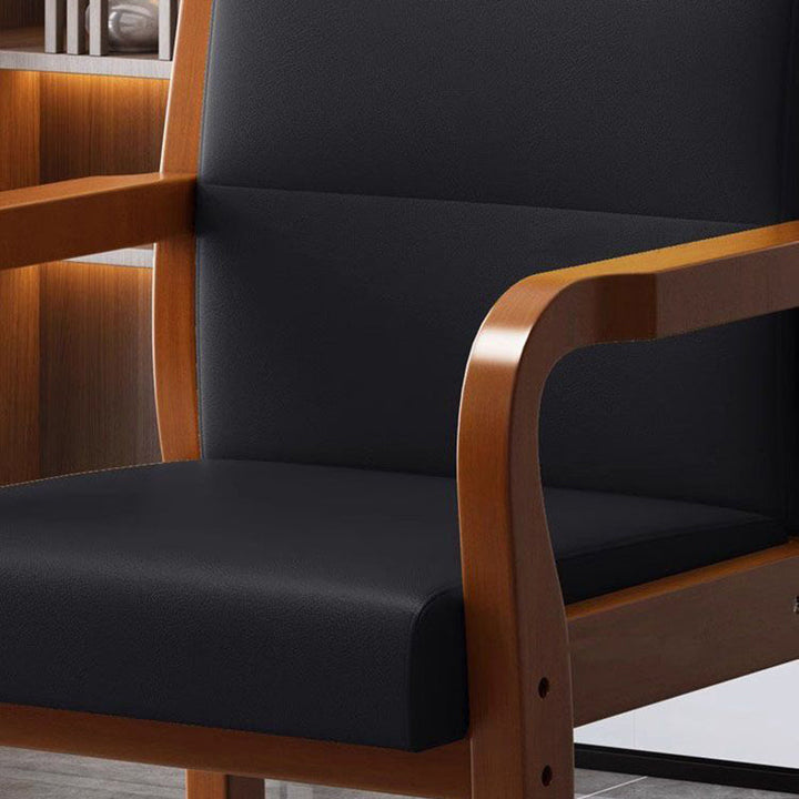 Moderner luxuriöser rechteckiger Stuhl aus Sperrholz und Kautschukholz mit Stoff- und PU-Lederbezug, Rückenlehne und Armlehnen für das Wohnzimmer 