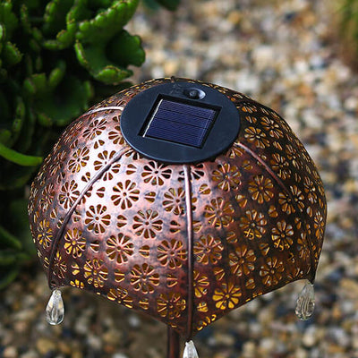 Outdoor Solar Iron Colorful Umbrella Hollow LED Lawn Insert Landscape Light