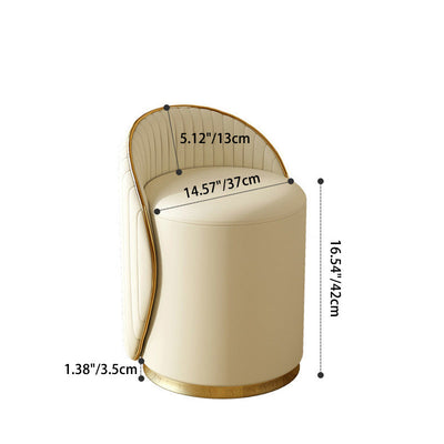 Taburete de tocador de hierro cilíndrico minimalista moderno con respaldo de cuero para dormitorio 