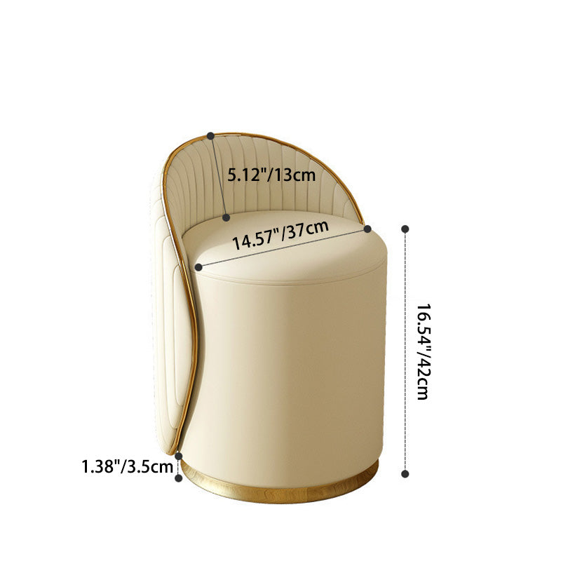 Taburete de tocador de hierro cilíndrico minimalista moderno con respaldo de cuero para dormitorio 