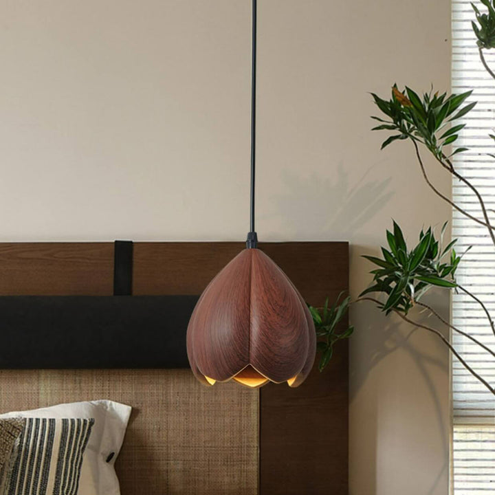 レトロ侘び寂びトランペットフラワーレジンシェード1灯ペンダント