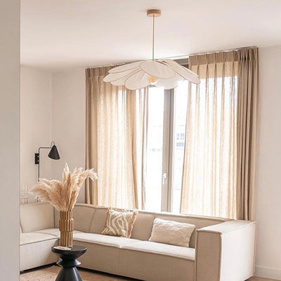 Abat-jour contemporain en tissu pétale de style bohème, luminaire suspendu à 1 lumière pour le salon 