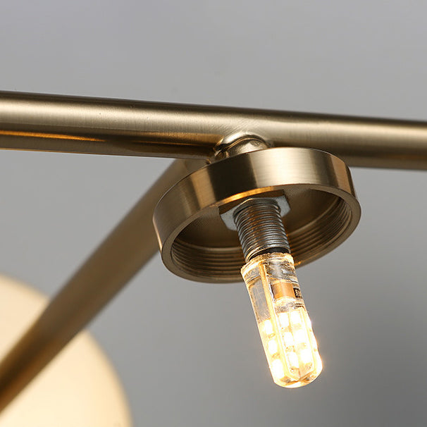 Moderne Mid-Century Wandleuchte aus Eisen mit Glaskugel, 1/2/3-flammig, für das Schlafzimmer 