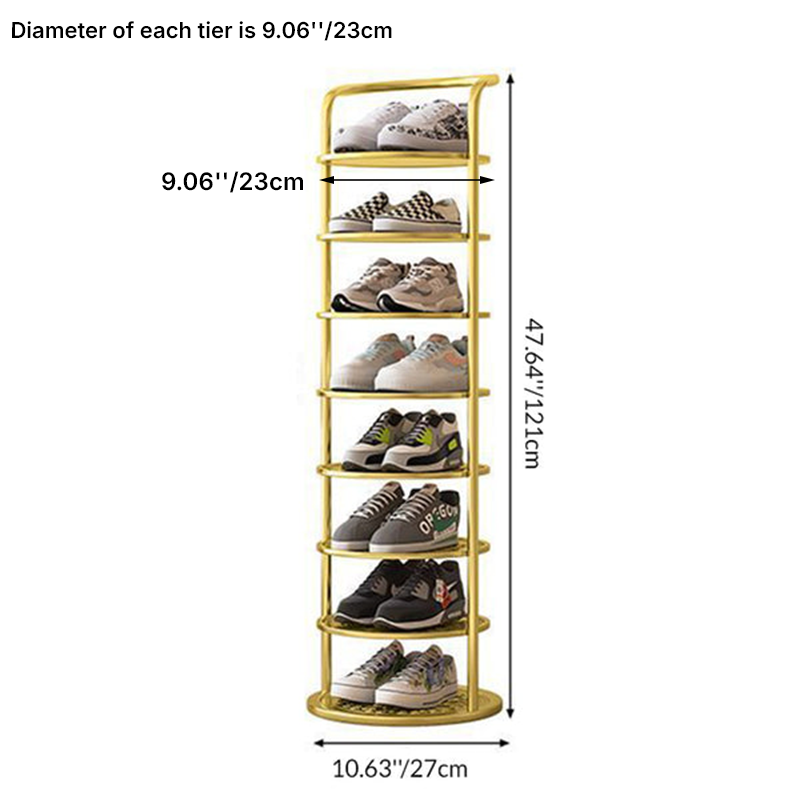 Modern Minimalist Round Iron Carbon Steel Shoe Storage 5/6/7/8-Tier For Entryways