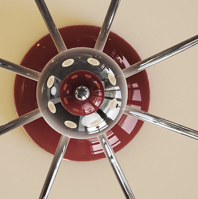 Moderne nordische Eisen-Glas-Blumenförmige Kugel 3/8-Licht-Kronleuchter für Wohnzimmer 