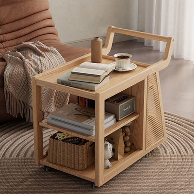 Zeitgenössischer Retro Massivholz Beweglicher Multifunktionaler Lagerung Beistelltisch 3-stufig Für Wohnzimmer 