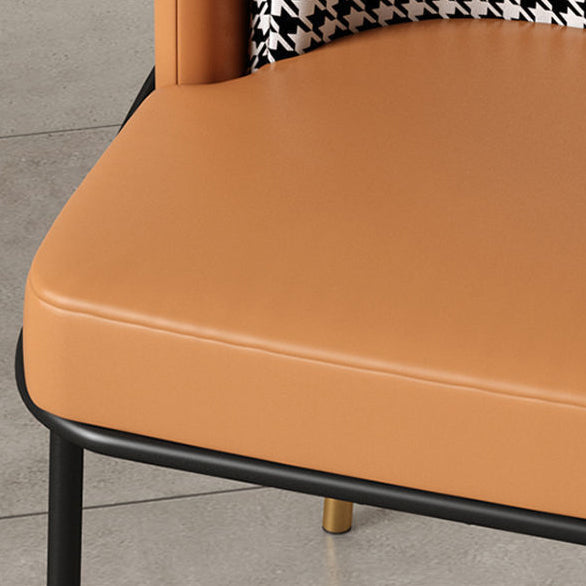 Contemporary Nordic PU Leather Fabric Iron Sponge Square Wraparound Dining Chair Backrest For Living Room