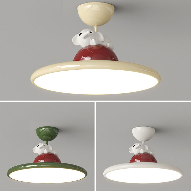 Zeitgenössische kreative Cartoon Panda Elefant Eisen Acryl LED Semi-Flush Mount Deckenleuchte für Schlafzimmer 