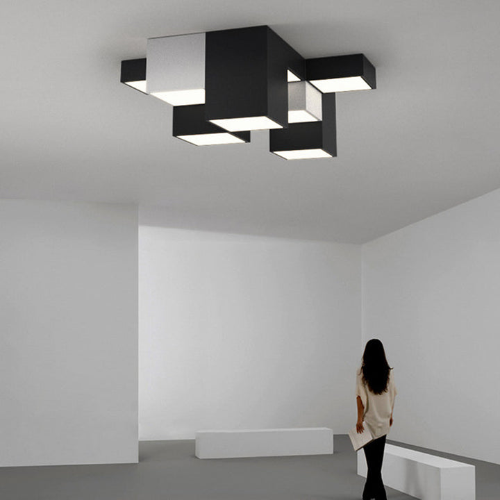 Luz de techo empotrada LED de acrílico y hierro cúbico minimalista moderno para sala de estar 
