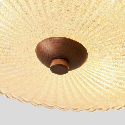 Zeitgenössische Retro Glas Eisen Runde Frosted Stripe 2/3/4 Licht Unterputz Deckenleuchte für Wohnzimmer 