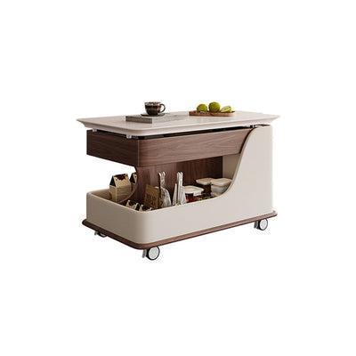 Zeitgenössischer Retro-Rechteckiger Holzplatten-Endtisch mit 4-stufigem Stauraum, beweglich für das Wohnzimmer 