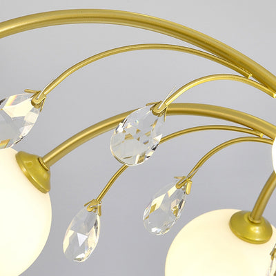 Moderner Mid-Century Eisen Kugelglasschirm 6/8/10-Licht Kronleuchter für Wohnzimmer 