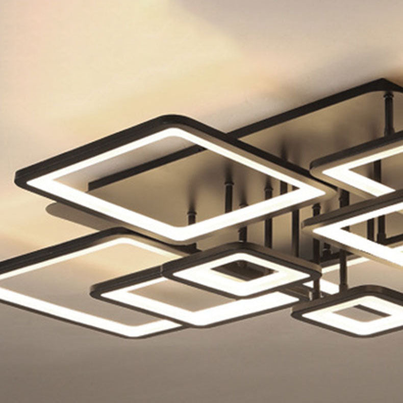 ضوء سقف LED أكريليك شبه مثبت بتصميم حديث ومزيج من المربعات البسيطة للأجهزة لغرفة المعيشة 