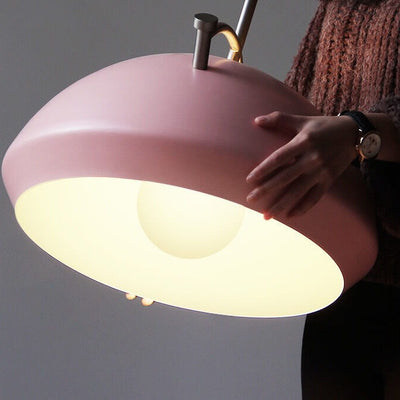 Lámpara colgante de 1 luz redonda de aleación de aluminio nórdica Macaron 