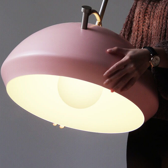 Lámpara colgante de 1 luz redonda de aleación de aluminio nórdica Macaron 