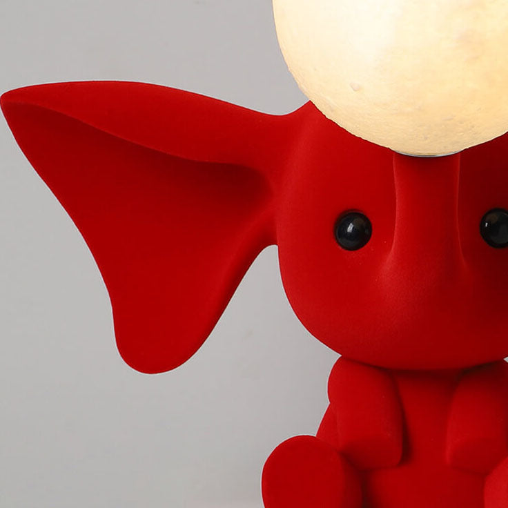 Lámpara de Mesa de 1 Luz de Resina con Elefante Creativo de Dibujos Animados y Luna 