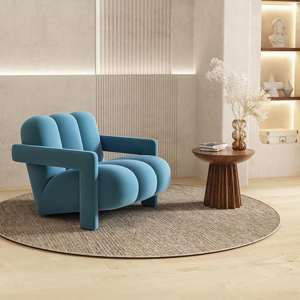 Sillón individual contemporáneo escandinavo de terciopelo y tejido sherpa con madera y espuma, con respaldo y reposabrazos, para sala de estar 