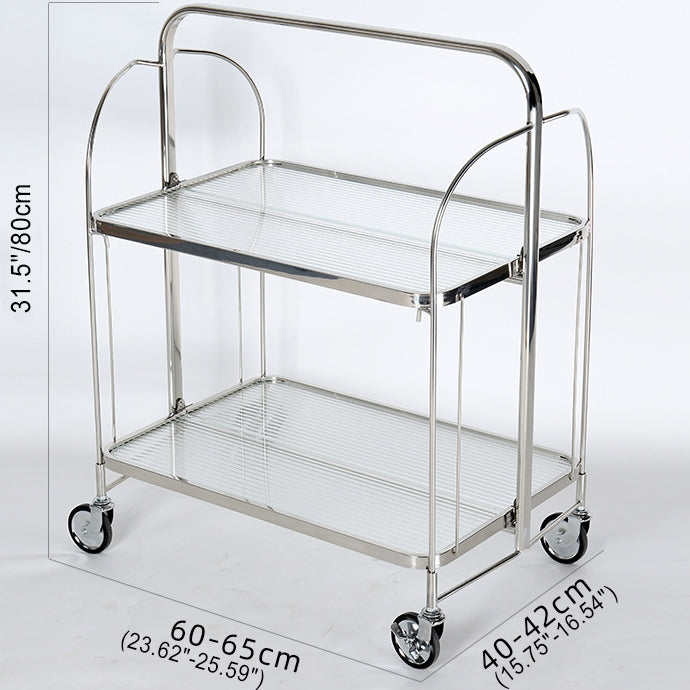 Modern Minimalist Square Iron Glass Coffee Table Folding Storage Shelf 2-Tier For Bedroom