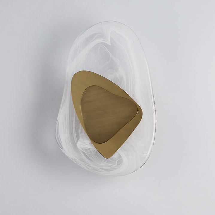Modern Art Deco Irregular Oval Glass Iron LED Wall Sconce Lamp For Living Room