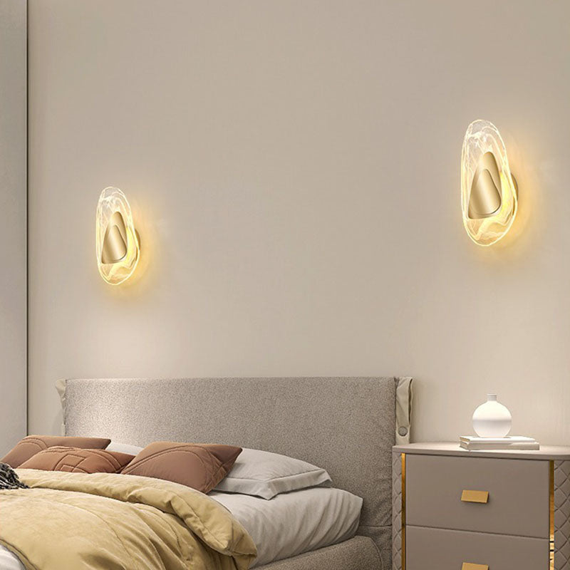 Contemporary Creative Irregular Oval Iron Crystal LED Wall Sconce Lamp For Bedroom