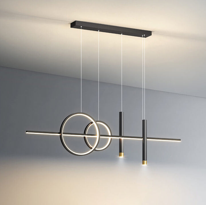 Moderne minimalistische Eisen-Silikon-Streifen-LED-Insel-Leuchte Kronleuchter für das Esszimmer 