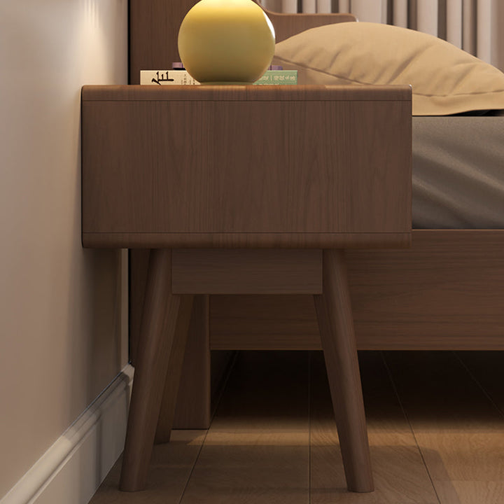 Mesita de noche moderna de simplicidad cuadrada cúbica rectangular de madera de caucho con 1/2 cajón para al lado de la cama 
