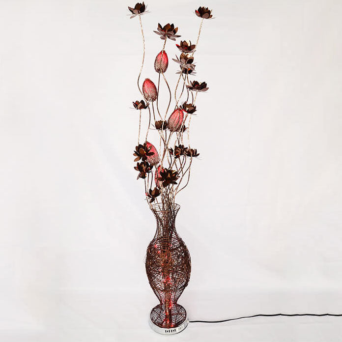Contemporary Creative Vase Flower Design Aluminum LED Standing Floor Lamp for Living Room