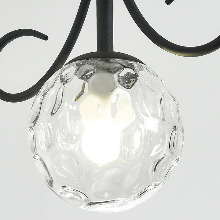 Lustre à 3 lumières en fer et verre avec barbes nordiques contemporaines pour salle à manger 