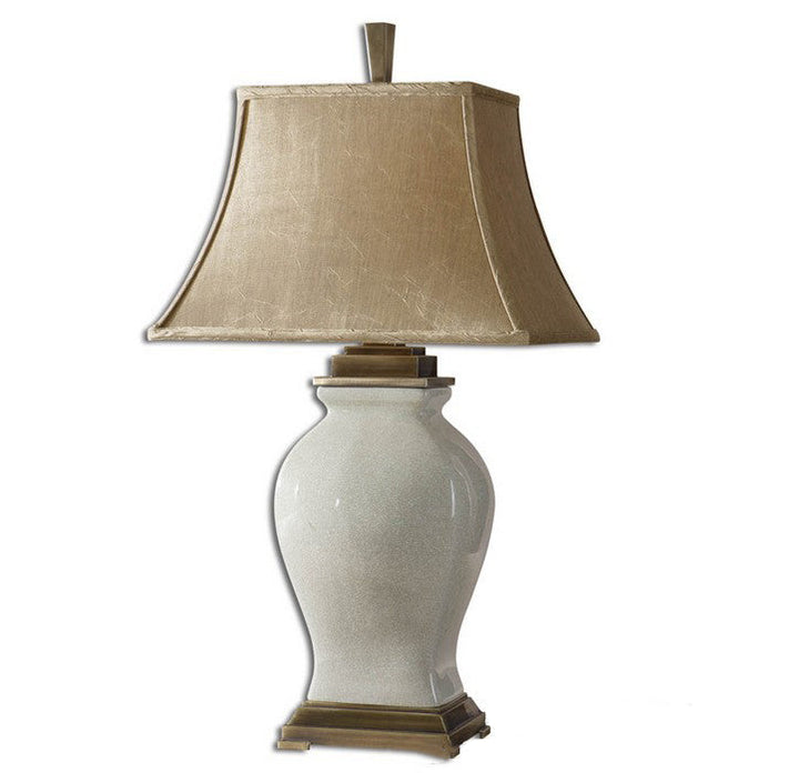 Traditionelle Vintage-Tischlampe aus einfarbigem, vasenartigem Keramikgewebe mit 1 Licht für Schlafzimmer 