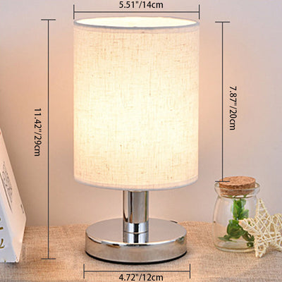 Moderne Art Deco Runde Hardware Stoff 1-Licht Tischlampe für Schlafzimmer 