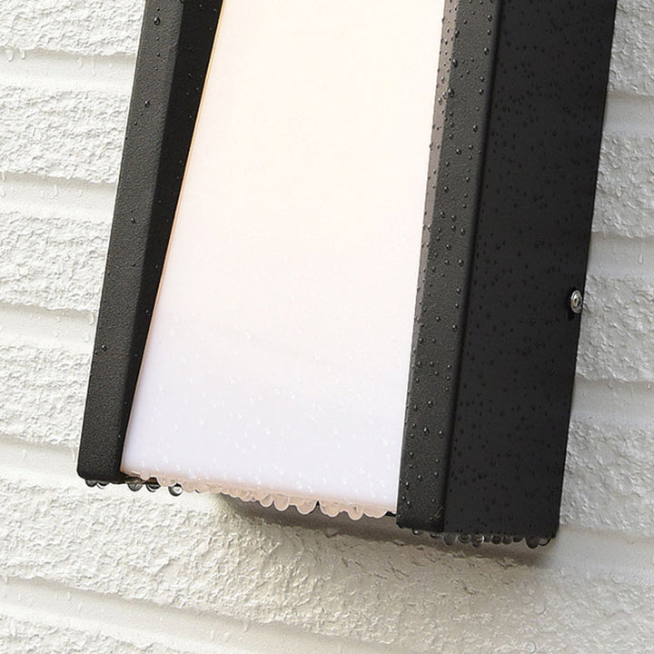 Lámpara de Aplique de Pared LED de Cuboide de Acero Inoxidable Impermeable Industrial Contemporáneo con Pantalla de Acrílico para Patio Exterior 