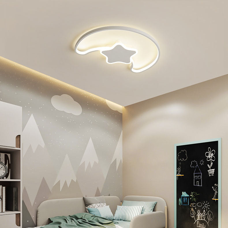 Zeitgenössische kreative Stern Mond Acryl Schatten Eisen LED Unterputz Deckenleuchte für Wohnzimmer 