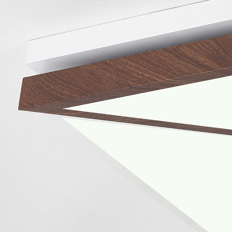 Zeitgenössische nordische quadratische rechteckige Holzmaserung Blitz Eisen Acryl LED Unterputz Deckenleuchte für Wohnzimmer 