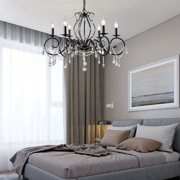 Chandelier traditionnel vintage en cristal avec branches en fer et 6/8 lumières pour salon 