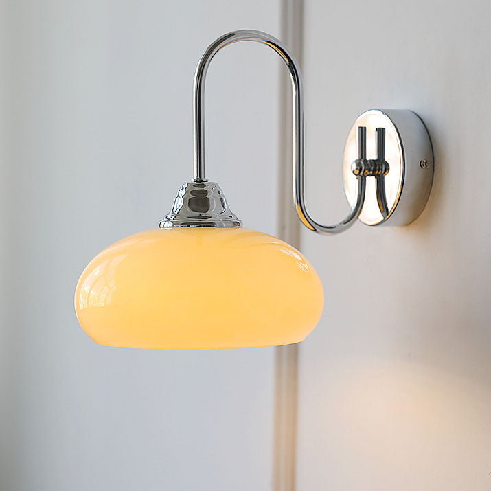 Contemporary Nordic Round Dome Iron Glass 1-Light Wall Sconce Lamp For Bedroom