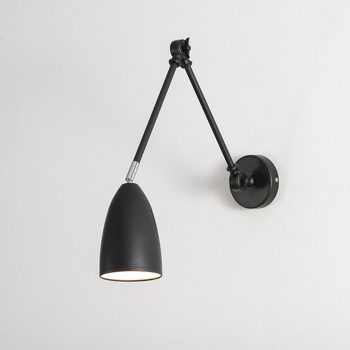 Contemporary Industrial Retractable Swivel Rocker Arm Iron 1-Light Wall Sconce Lamp For Bedroom