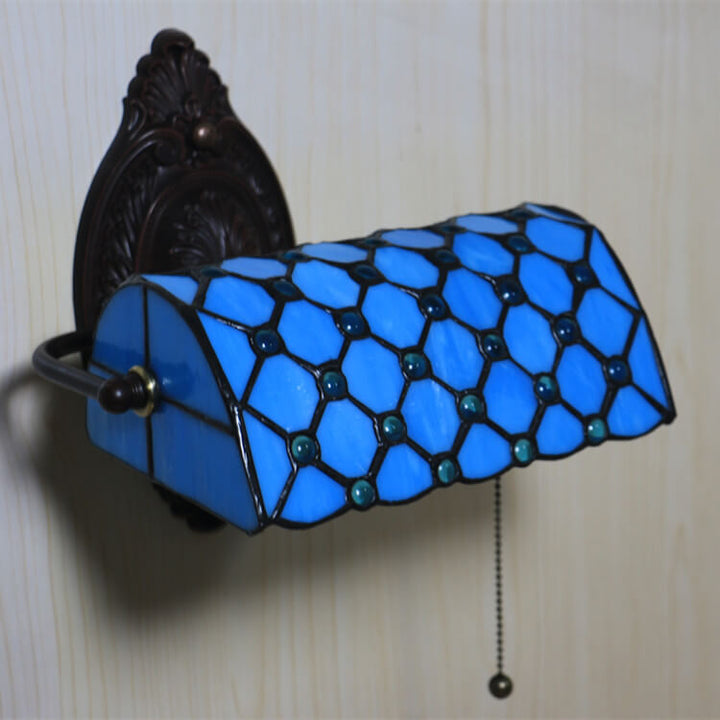 Traditional Tiffany Lucite Beads Stained Glass 1-Light Wall Sconce Lamp For Bedroom