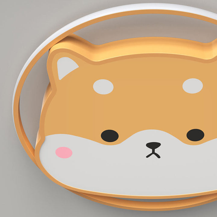 Luz de techo LED montada al ras acrílica para niños con diseño contemporáneo y creativo de Shiba Inu para dormitorio 