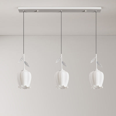 Zeitgenössischer kreativer Blumen-Glas-Eisen-Blätter-Entwurf 3-Licht-Insel-Licht-Kronleuchter für Wohnzimmer 