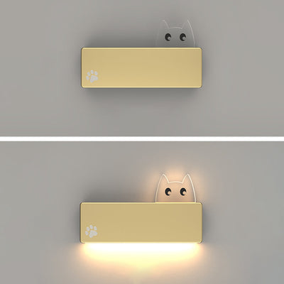 Applique Murale LED en Fer Rectangulaire avec Motif de Chat Animal de Dessin Animé Simplicité Moderne pour Salon 