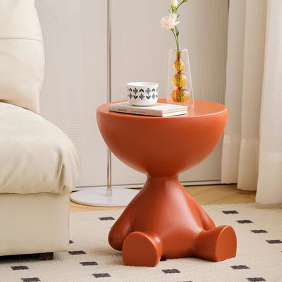 Table d'appoint ronde scandinave contemporaine avec base en PE et ours cartoon pour salon 