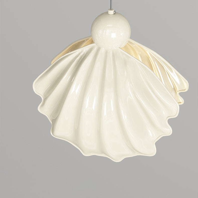 Design contemporain de coquille en résine de fer crème nordique 1-lumière suspension pour salon 