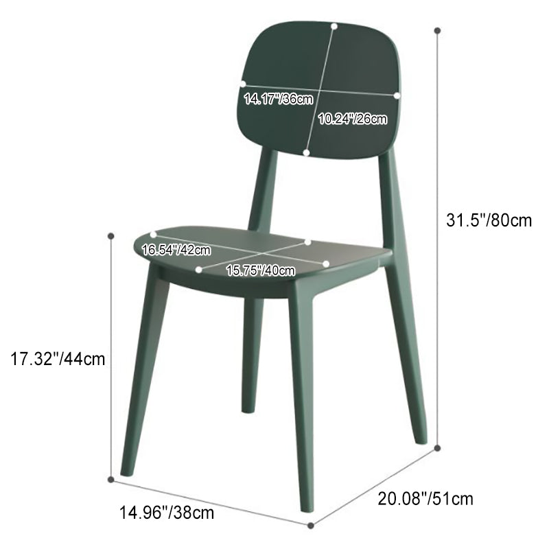 Chaise de salle à manger carrée en plastique macaron scandinave contemporaine avec dossier pour salle à manger 