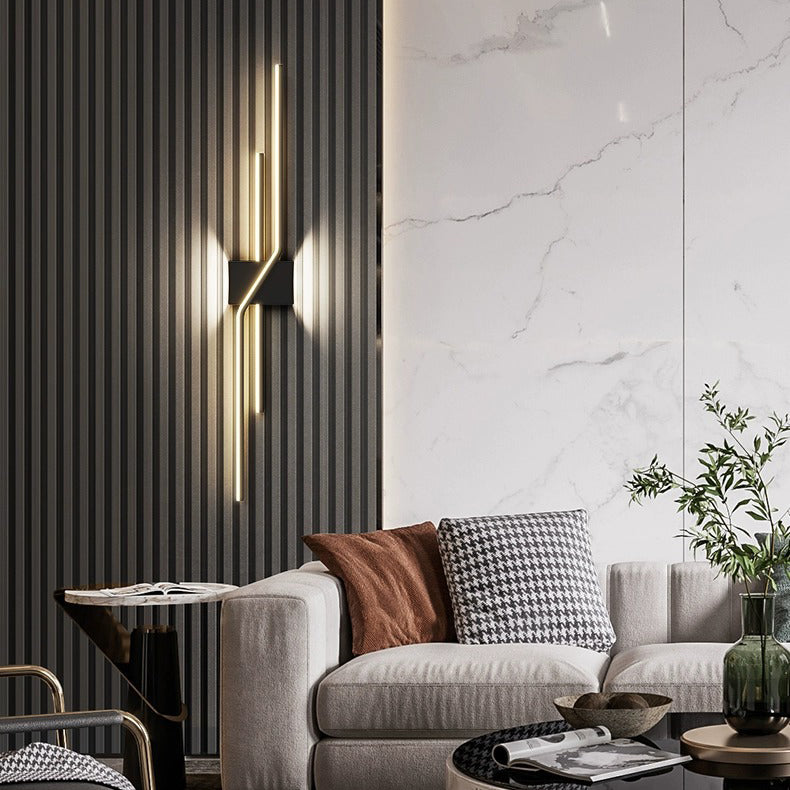 مصباح حائط LED بخط مستقيم طويل هندسي من الألومنيوم بأسلوب حديث وبسيط لغرفة المعيشة 