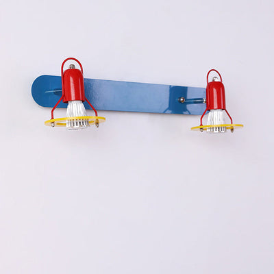 Zeitgenössische kreative kindliche bunte geometrische Eisen 2-Licht Spiegel Front Wandleuchte Lampe für Schlafzimmer 