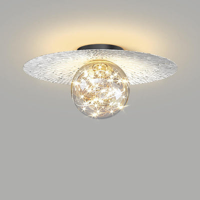 Modern Minimalist Full Of Stars Round Iron Glass LED Semi-Flush Mount Ceiling Light